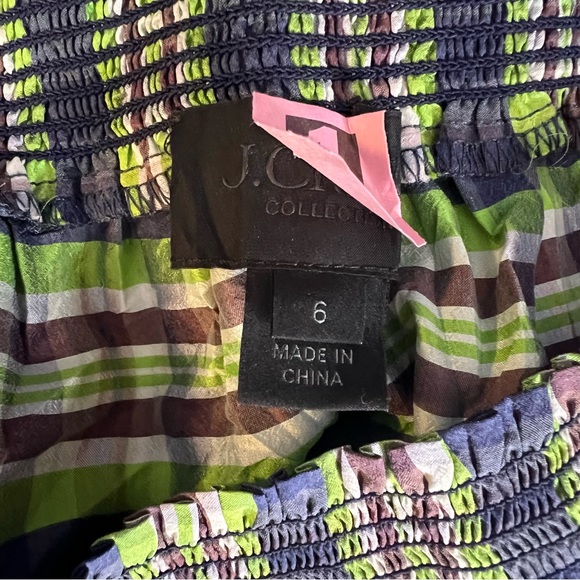 J. Crew Collection 100% silk off the shoulder dress emerald plaid size 6 - Picture 5 of 7